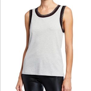 Nicole Miller Metallic Trim Sleeveless Top